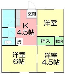 京和ハイツ 3Kの間取図画像