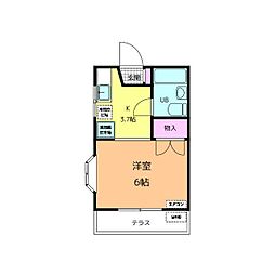 グッドパレス東海大前 1Kの間取図画像