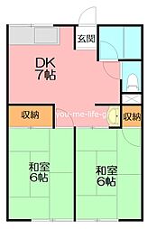 デイリーハイツ 2DKの間取図画像