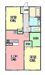 ユウハイム 2LDKの間取図画像
