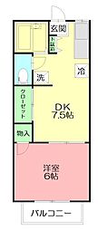コスモレジデンス 1DKの間取図画像