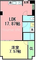 平塚スタービル 1LDKの間取図画像