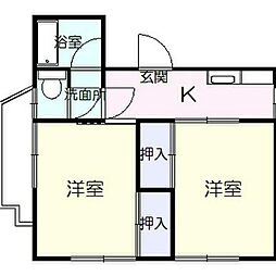 レジデンス湘南 2Kの間取図画像