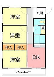 第一グリーンハイツ 3DKの間取図画像