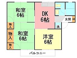 シャトレー森戸 3DKの間取図画像