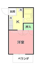 平塚ハイツA 1Kの間取図画像