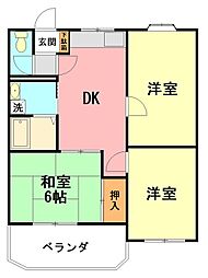 シティハイムルナ1 3DKの間取図画像