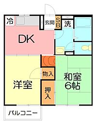 ハイツ須藤2 2DKの間取図画像