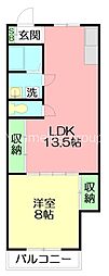 中津川荘 1LDKの間取図画像