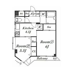 ライオンズマンション平塚第3 2Kの間取図画像