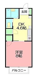 Bellハイツ湘南 1DKの間取図画像
