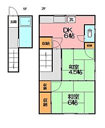 宮沢アパート 2DKの間取図画像