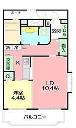 ローズパル 1LDKの間取図画像