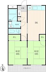 ベルメゾンシロガネ 2DKの間取図画像