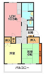 カーサあけぼの 2LDKの間取図画像