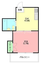メゾンドアンジュ 1DKの間取図画像