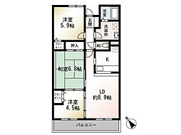 エクセレント鶴巻 3LDKの間取図画像