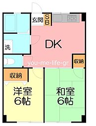 曽我マンション 2DKの間取図画像