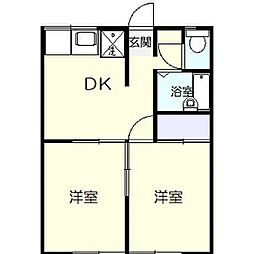 エステートピア湘南平 2DKの間取図画像
