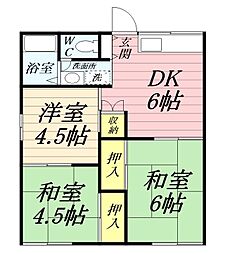 添田ハイツ 3DKの間取図画像