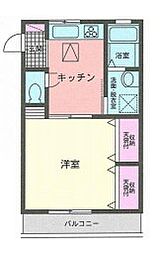 CRハイム 1Kの間取図画像