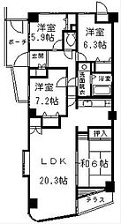 フィールド・サン 5階4LDKの間取り