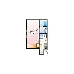 秦野市南矢名アパート 1Kの間取図画像