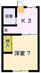 ヴィラ・石原B棟 1Kの間取図画像