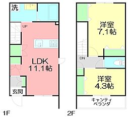 （仮称）桜ヶ丘3丁目メゾン 105 1階2LDKの間取り
