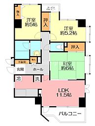 ソレアード国府津 1階3LDKの間取り