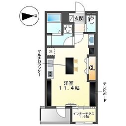 JR東海道本線 国府津駅 徒歩14分の賃貸アパート 2階ワンルームの間取り