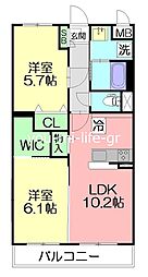 プラザ富 1階2LDKの間取り