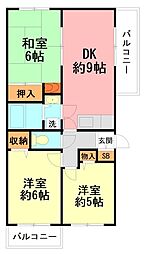 アービスFW 2階3DKの間取り