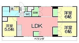 コーポ一ノ森 3階3SLDKの間取り