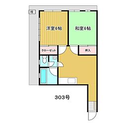 コーポ泉 3階2DKの間取り