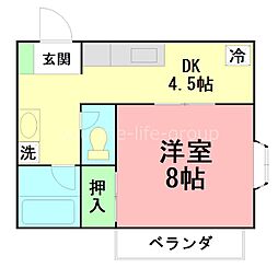 ハイツ草山1 1DKの間取図画像