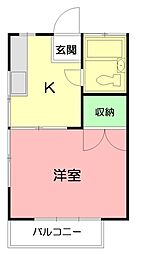 マークハウス 1Kの間取図画像