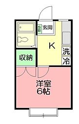 キャトルセゾン 1Kの間取図画像