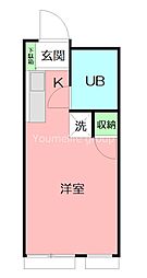 CASAスギザキ 2階ワンルームの間取り