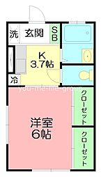 ピアーハイツ旭 1Kの間取図画像