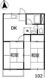 グリーンハイツ 2DKの間取図画像