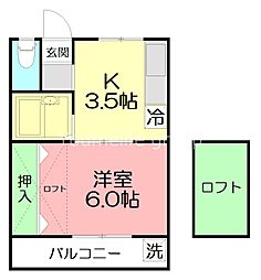 ゼフィランサス 1DKの間取図画像