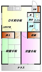 ローズガーデンA 2DKの間取図画像