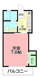 クリプト和 1Kの間取図画像