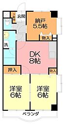ドルチェ芦屋 3DKの間取図画像