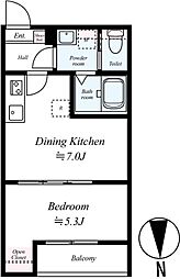 GRADUS平塚II 1DKの間取図画像