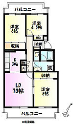 テレパレス伊勢原4号棟 3LDKの間取図画像