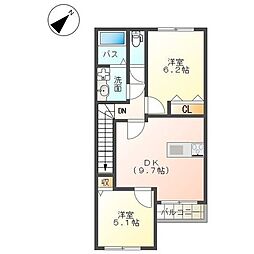 フォレスト 2DKの間取図画像