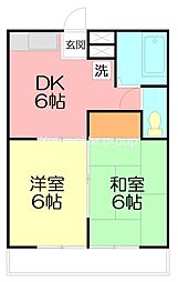 ルミエール富水 2DKの間取図画像