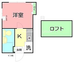 エクレールK6 1Kの間取図画像